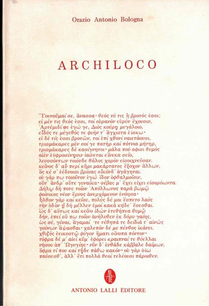 Archiloco - Orazio Antonio Bologna - copertina