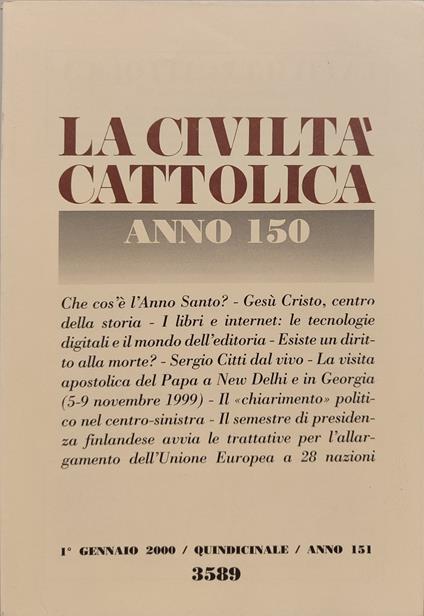 La civiltà Cattolica Anno 151. Annata completa 2000 n fascicoli 24 - copertina
