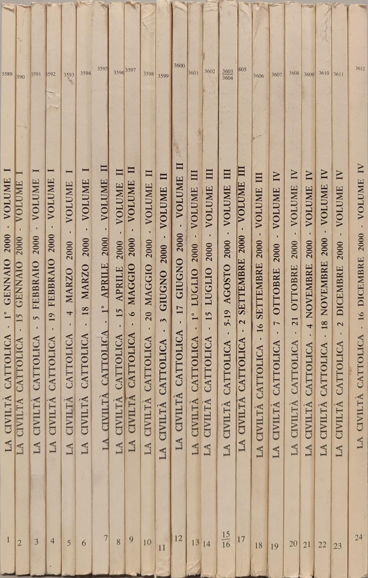 La civiltà Cattolica Anno 151. Annata completa 2000 n fascicoli 24