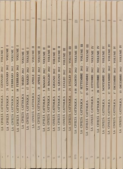 La civiltà Cattolica Anno 162. Annata completa 2012 n fascicoli 24 - copertina