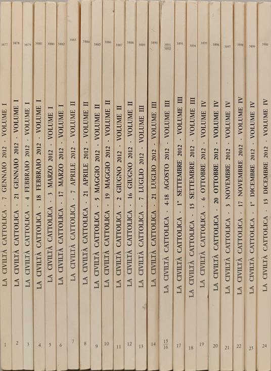 La civiltà Cattolica Anno 162. Annata completa 2012 n fascicoli 24 - copertina