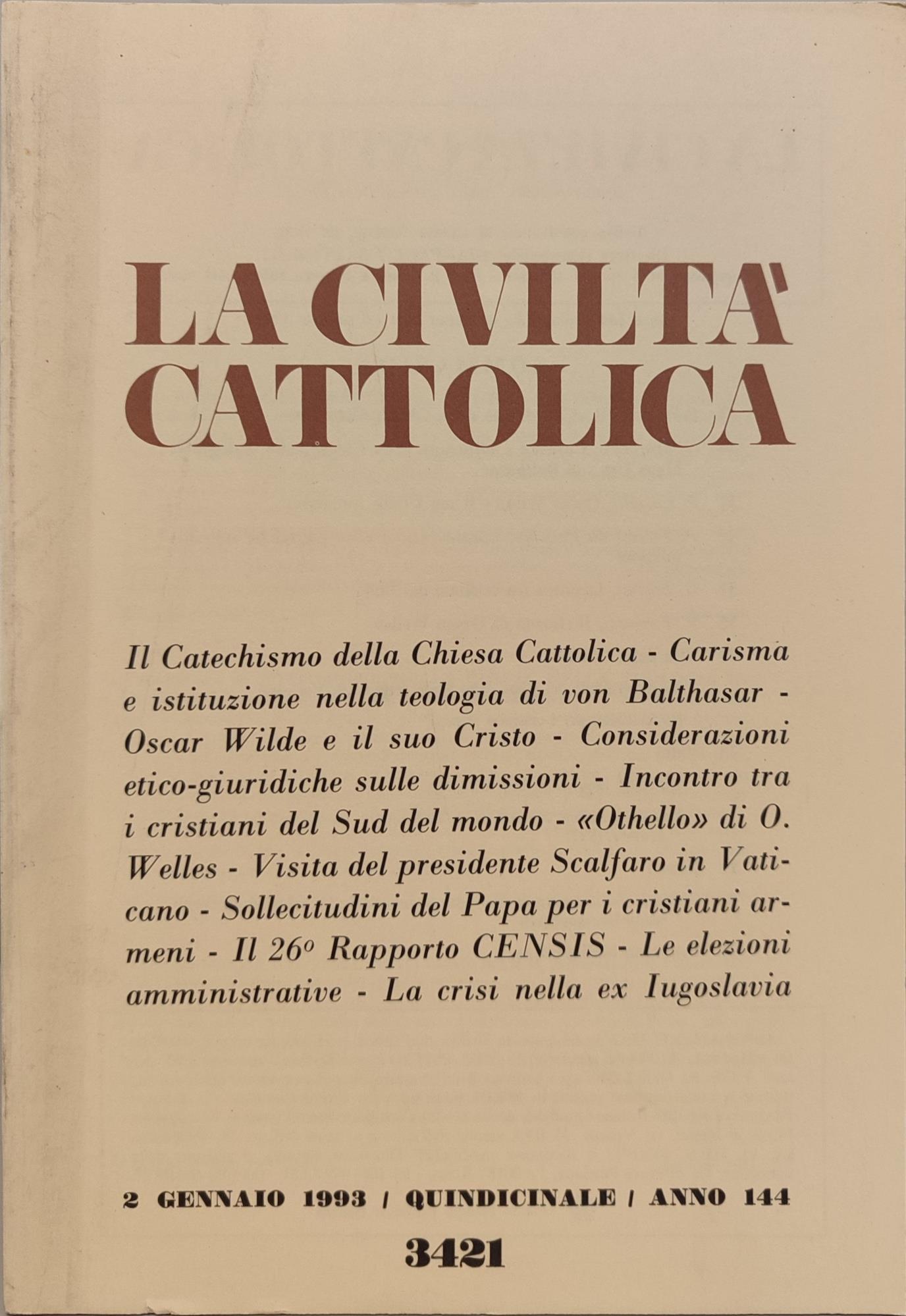 La civiltà cattolica anno 144. Annata completa 1993 n fascicoli 24