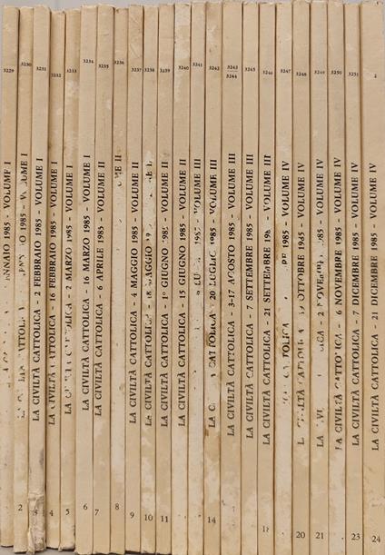 La civiltà cattolica anno 136. Annata completa 1985 n fascicoli 24 - copertina