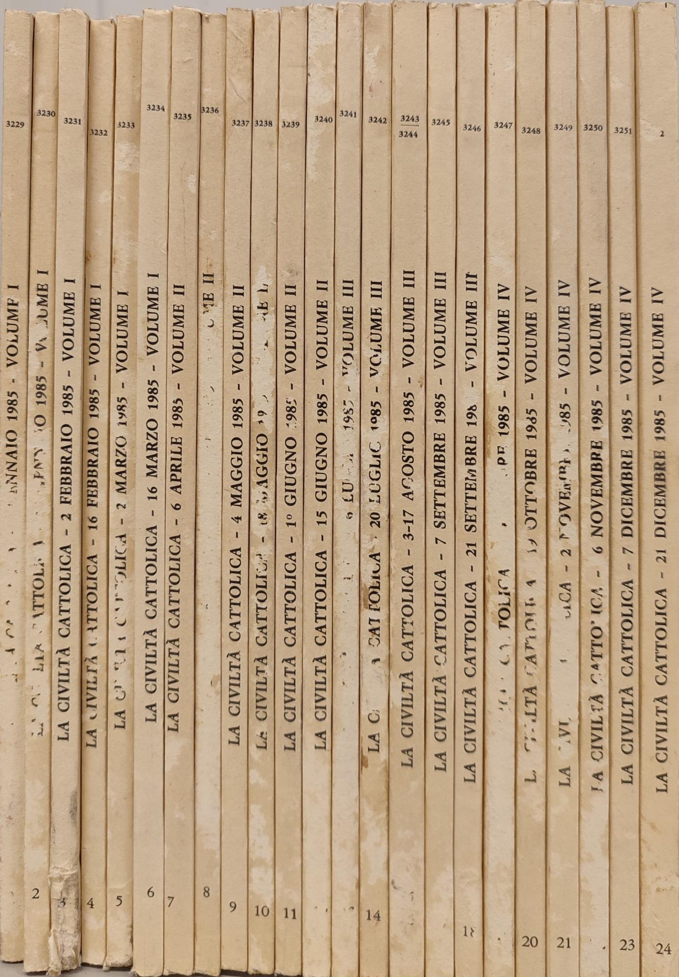 La civiltà cattolica anno 136. Annata completa 1985 n fascicoli 24