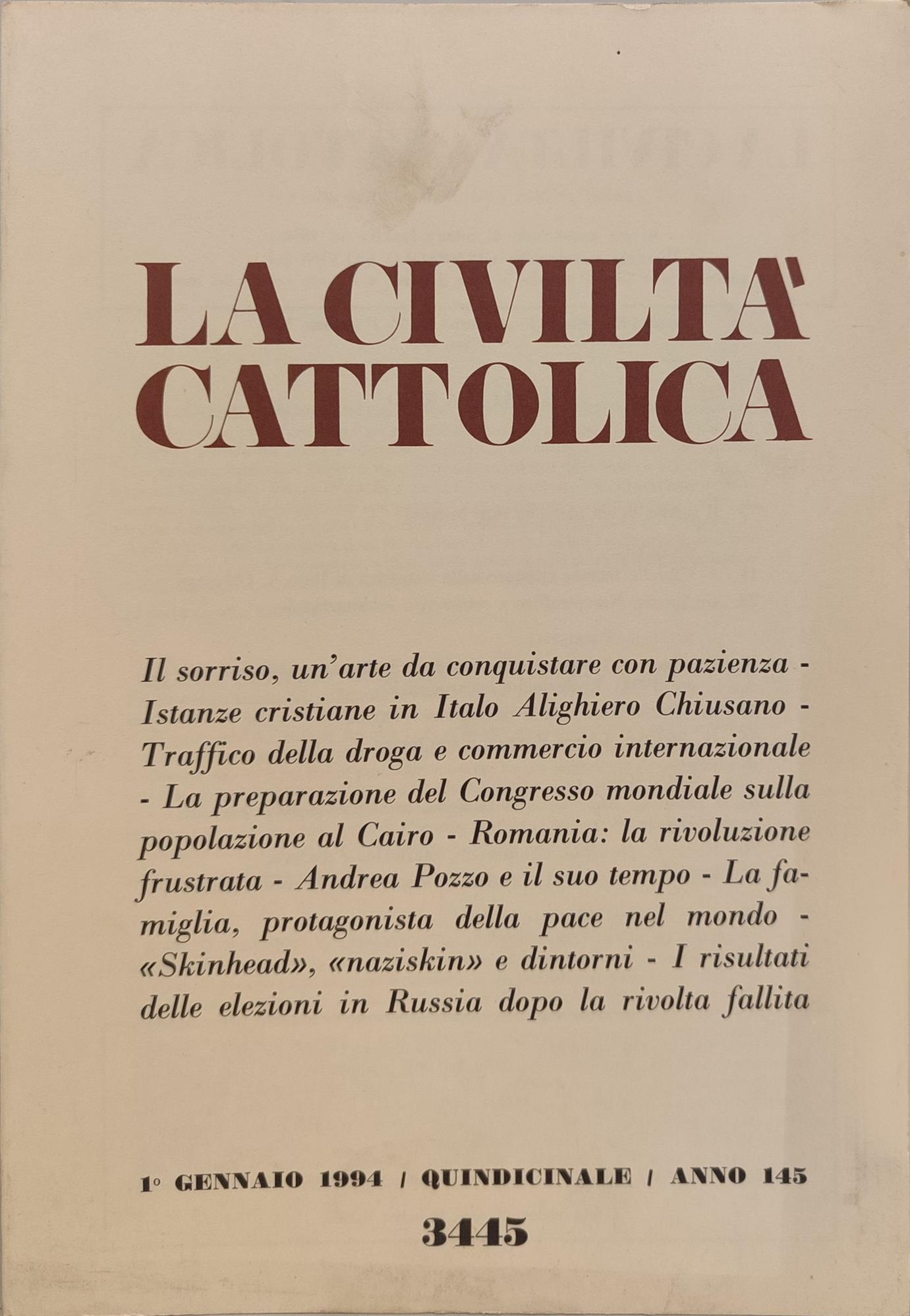 La civiltà cattolica anno 145. Annata completa 1994 n fascicoli 24