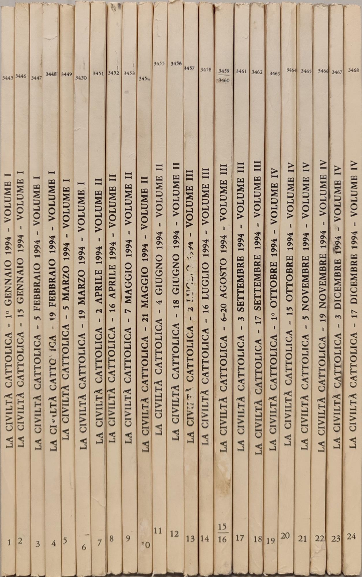 La civiltà cattolica anno 145. Annata completa 1994 n fascicoli 24