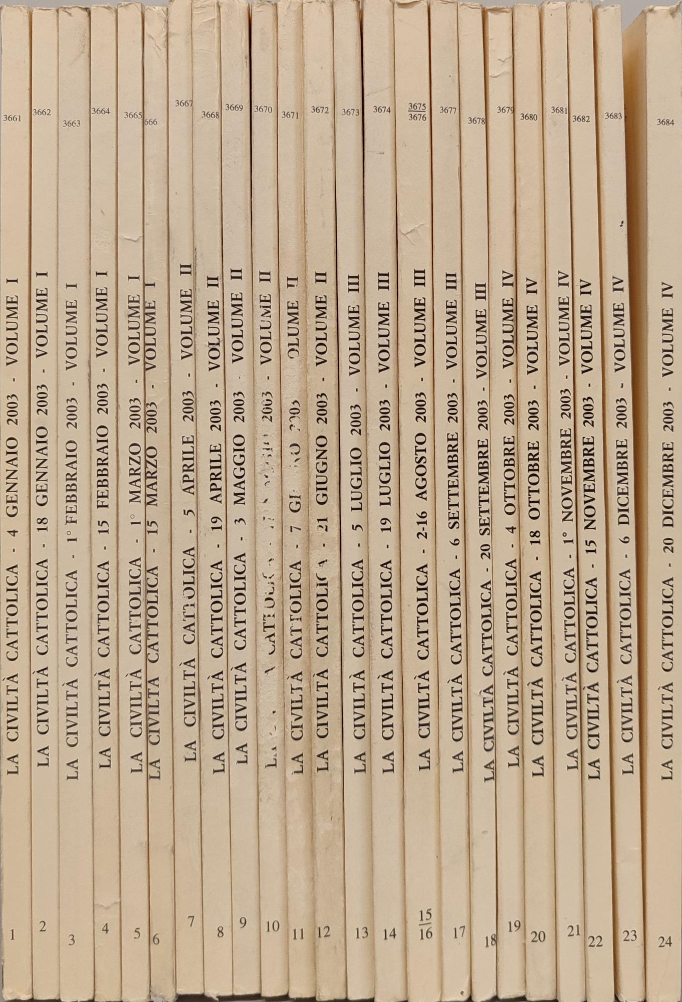 La civiltà cattolica anno 154. Annata completa 2003 n fascicoli 24