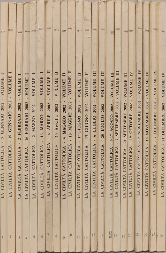 La civiltà cattolica anno 153. Annata completa 2002 n fascicoli 24 - copertina