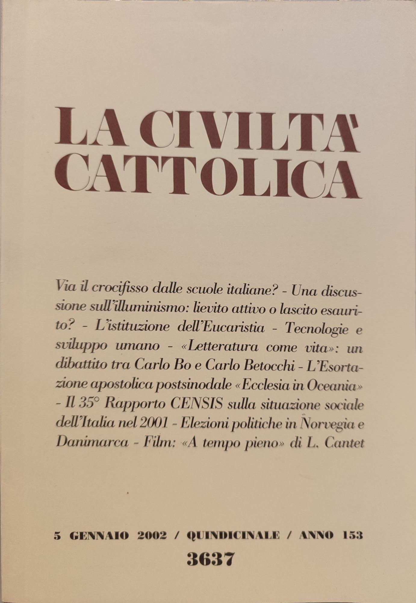 La civiltà cattolica anno 153. Annata completa 2002 n fascicoli 24