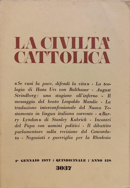 La civiltà cattolica anno 128. Annata completa 1997 n fascicoli 24 - copertina