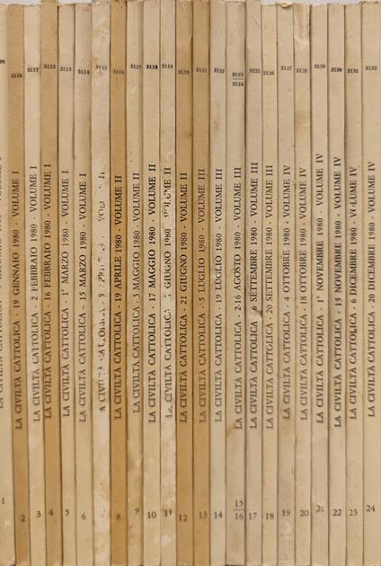 La civiltà cattolica anno 131. Annata completa 1980 n fascicoli 24 - copertina