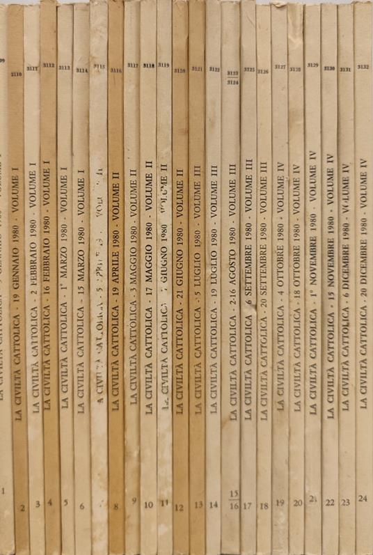 La civiltà cattolica anno 131. Annata completa 1980 n fascicoli 24 - copertina