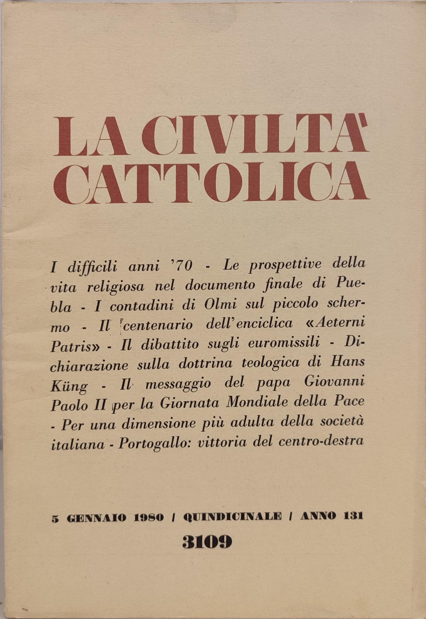 La civiltà cattolica anno 131. Annata completa 1980 n fascicoli 24
