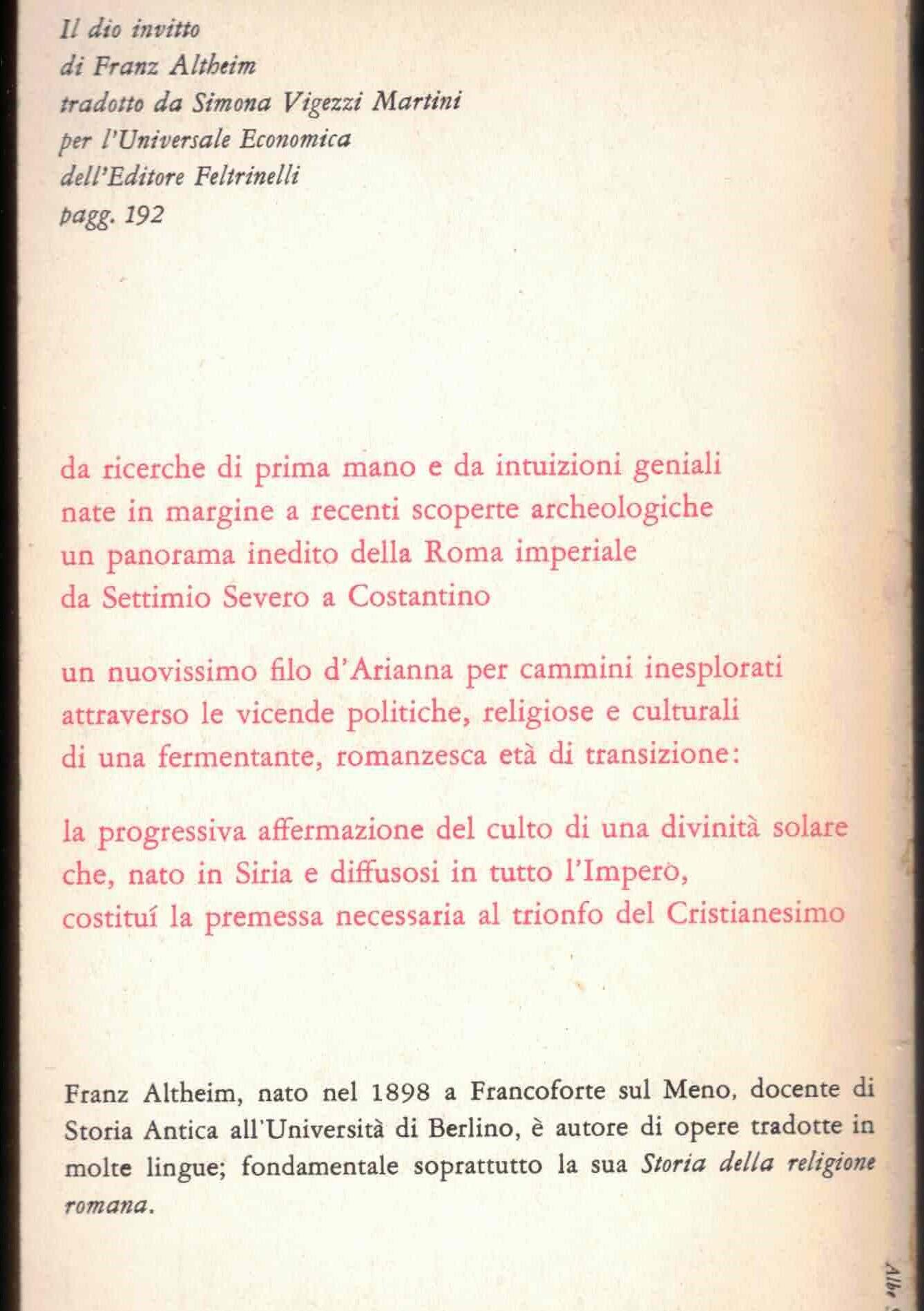 Il dio invitto. Cristianesimo e culti solari