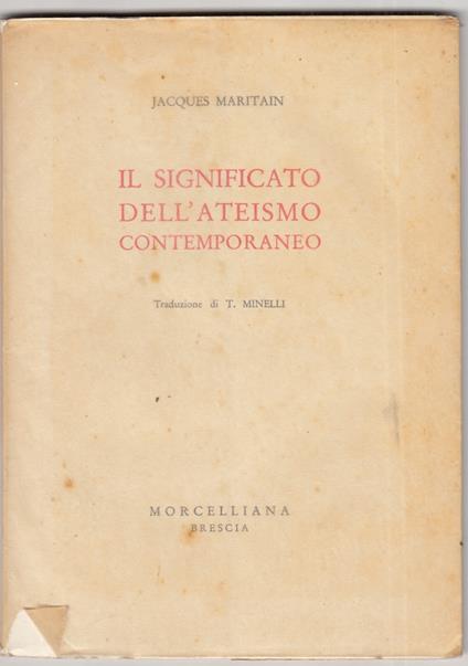 Il significato dell'ateismo contemporaneo - Jacques Maritain - copertina