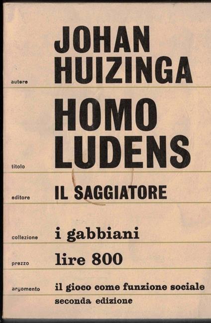 Homo ludens , - Johan Huizinga - copertina