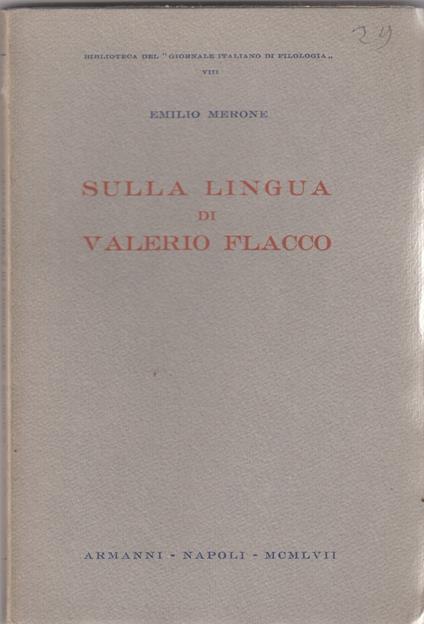 Sulla lingua di Valerio Flacco - Emilio Merone - copertina