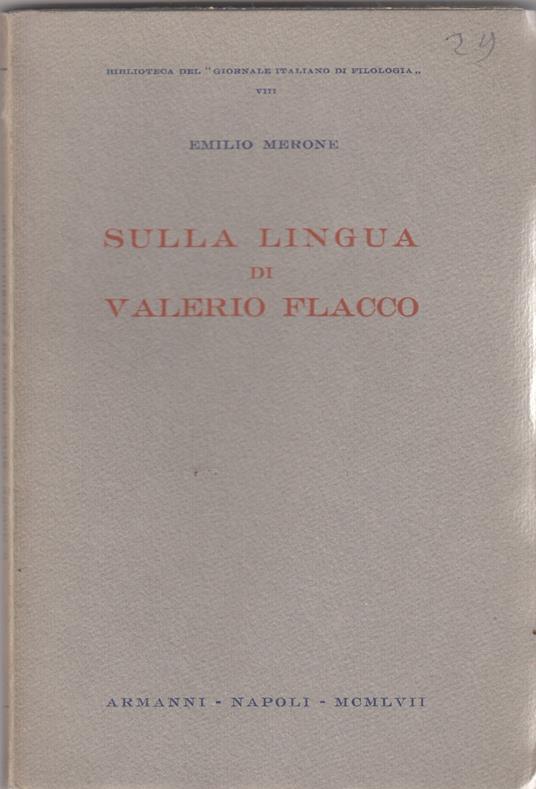 Sulla lingua di Valerio Flacco - Emilio Merone - copertina