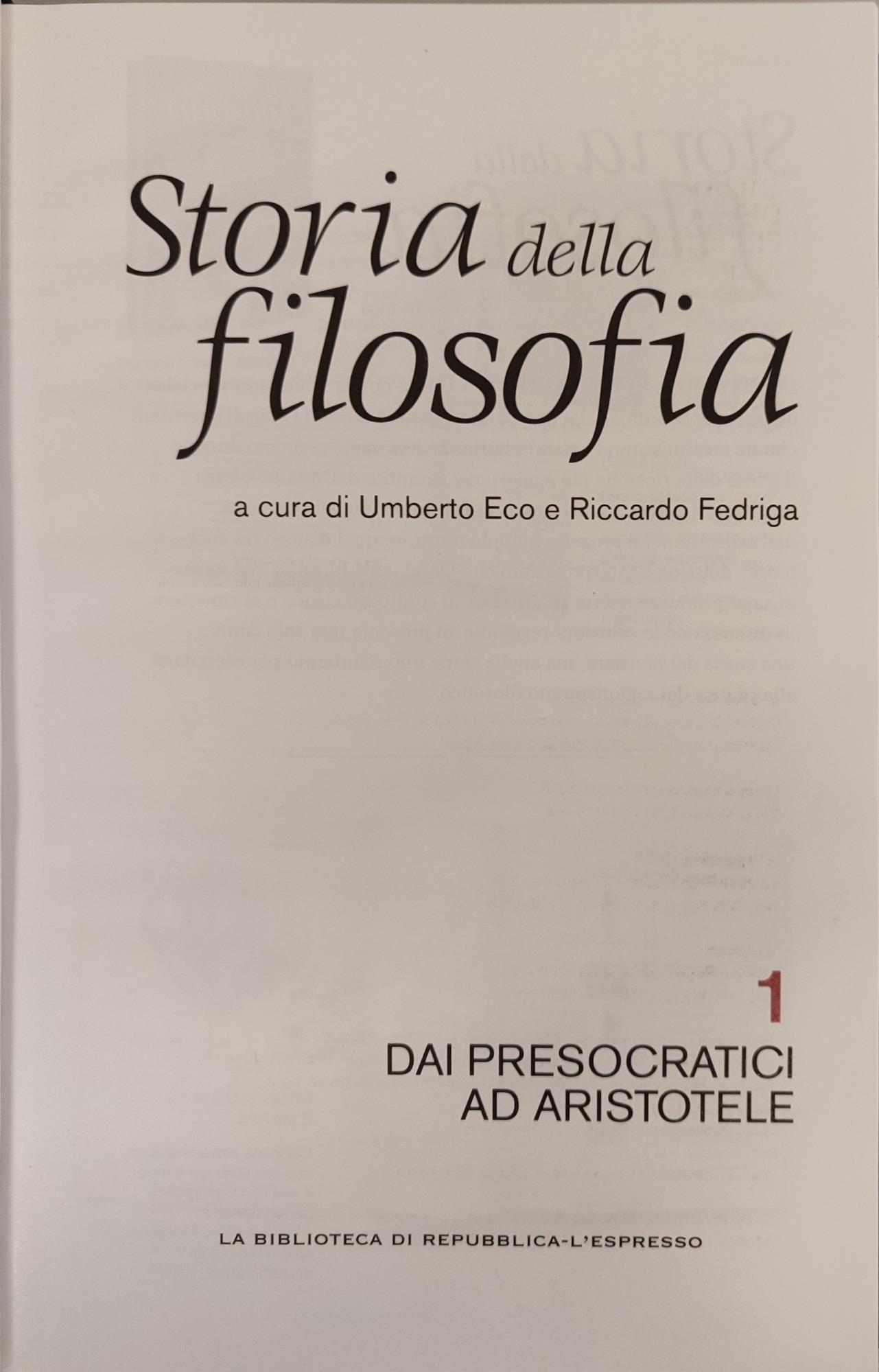 Storia della filosofia. volumi da 1 a 10