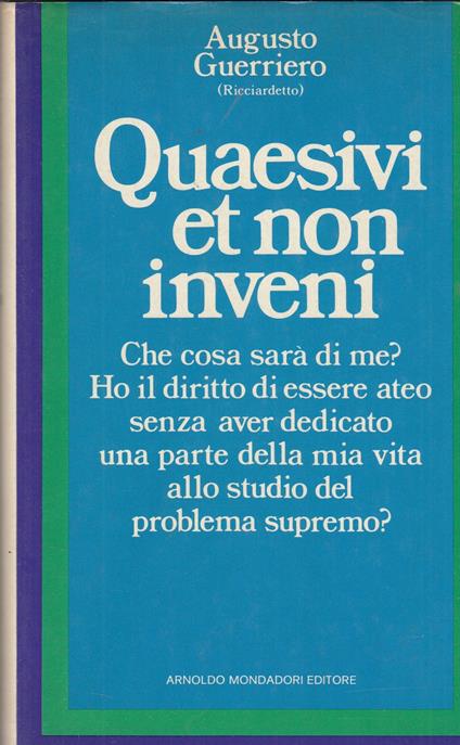 Quaesivi et non inveni - Augusto Guerriero - copertina