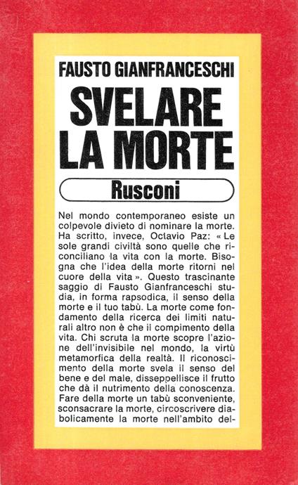 Svelare la morte - Fausto Gianfranceschi - copertina
