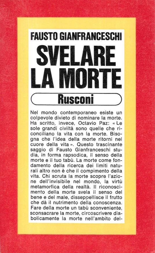 Svelare la morte - Fausto Gianfranceschi - copertina