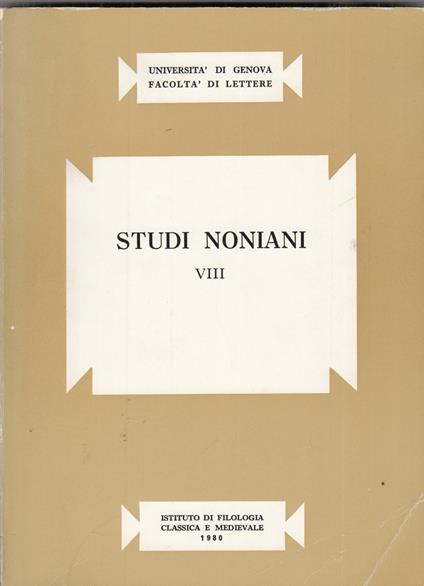 Studi noniani VIII - copertina