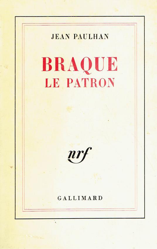Braque le patron - Jean Paulhan - copertina