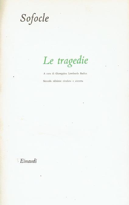 Le Tragedie - Sofocle - copertina