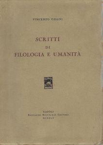 Scritti di filologia e umanità - Vincenzo Ussani - copertina