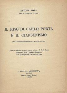 Il riso di Carlo Porta e il giansenismo : per l'interpretazione delle satire contro il clero - Ettore Rota - copertina