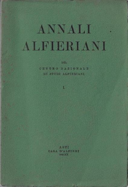 Annali alfieriani del centro Nazionale di studi alfierani : I - copertina