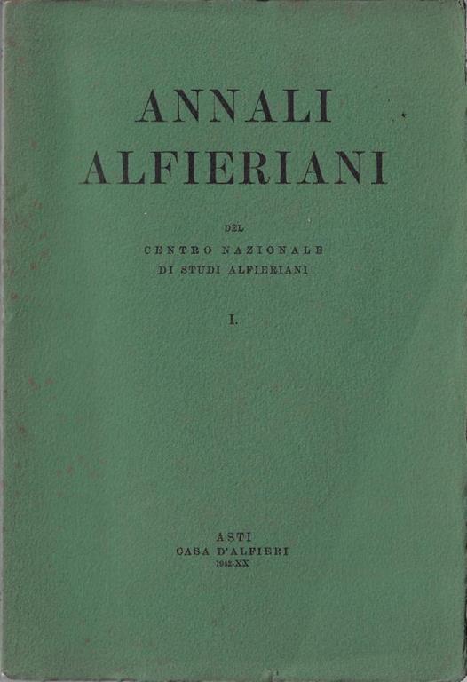 Annali alfieriani del centro Nazionale di studi alfierani : I - copertina
