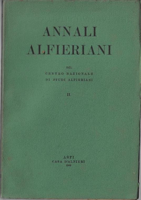 Annali alfieriani del centro Nazionale di studi alfieriani : II - copertina