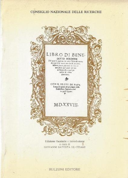 Libro di Benedetto Bordone - copertina