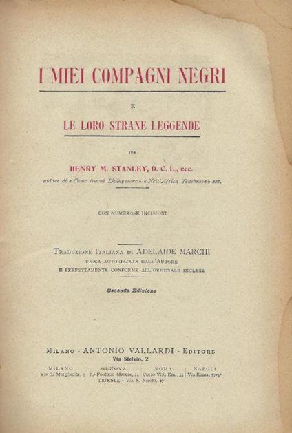 I miei compagni negri e le loro strane leggende - Henry Morton Stanley - copertina