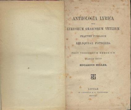 Anthologia lyrica, sive lyricorum graecorum veterum praeter Pindarum reliquiae potiores - copertina