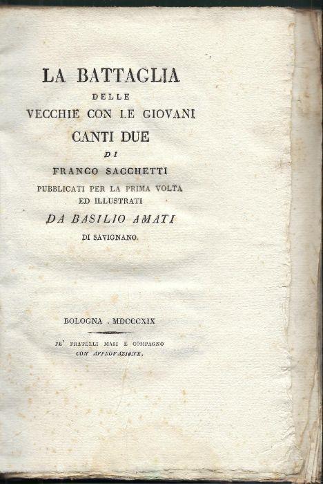 La battaglia delle vecchie con le giovani canti due di Franco Sacchett - copertina
