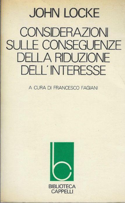Considerazioni sulle conseguenze della riduzione dell'interesse - John Locke - copertina