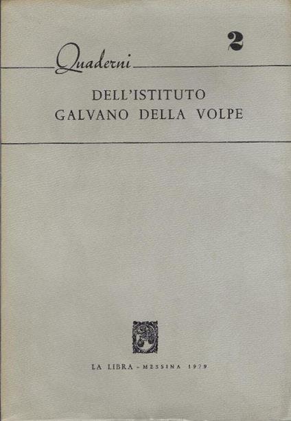 Quaderni dell'Istituto Galvano della Volpe v. 2 - copertina