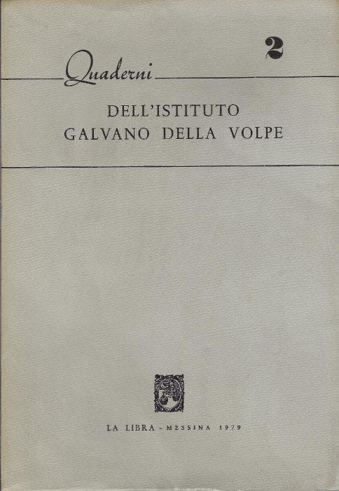 Quaderni dell'Istituto Galvano della Volpe v. 2 - copertina