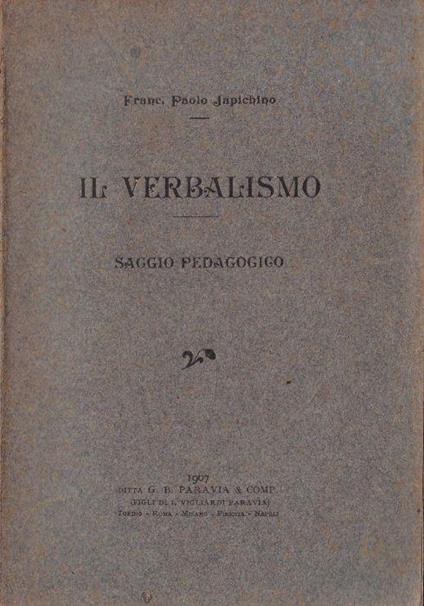 Il verbalismo : saggio pedagogico - copertina