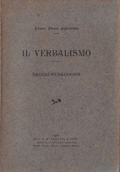 Il verbalismo : saggio pedagogico - copertina