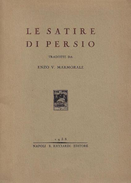 Le satire di Persio - A. Flacco Persio - copertina