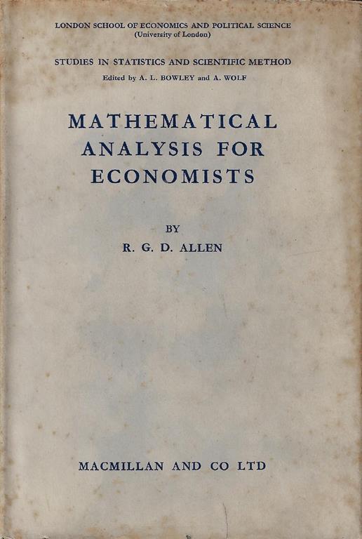 Mathematical analysis for economists - copertina