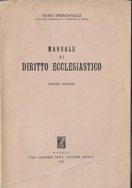 Manuale di diritto ecclesiastico - Mario Petroncelli - copertina