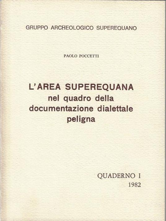 L' area superequana nel quadro della documentazione dialettale peligna - Paolo Poccetti - copertina
