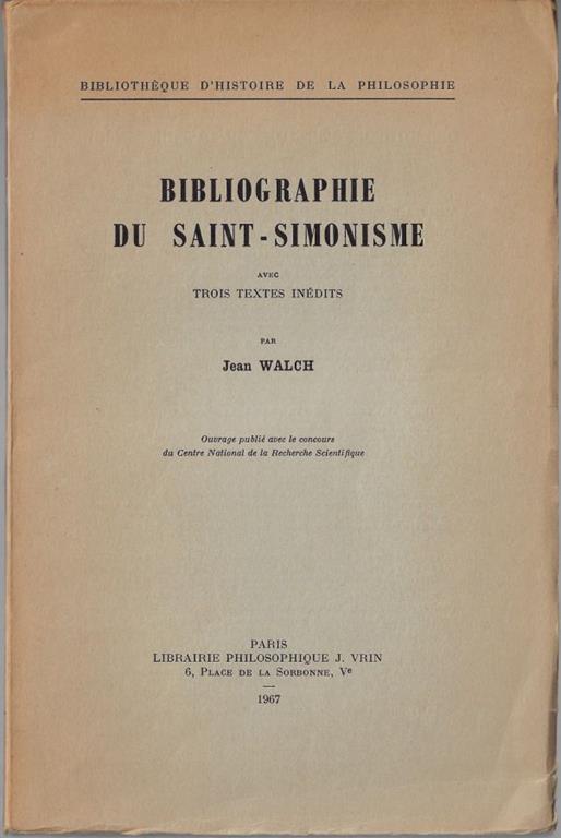 Bibliographie du Saint-simonisme : avec trois textes inédits - copertina