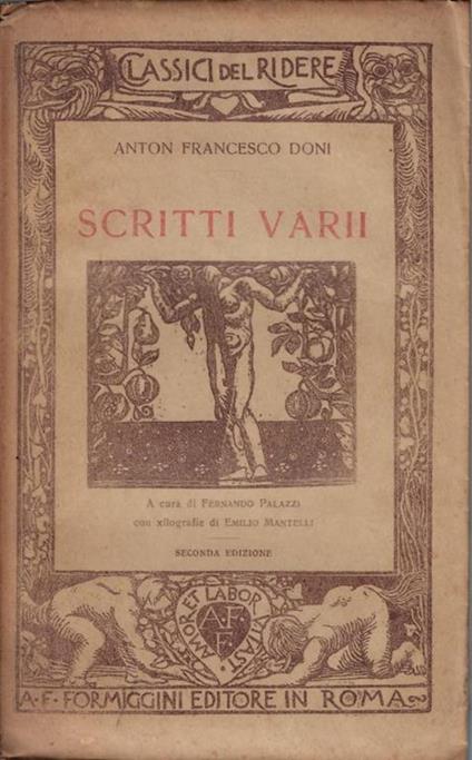 Scritti varii - Anton Francesco Doni - copertina