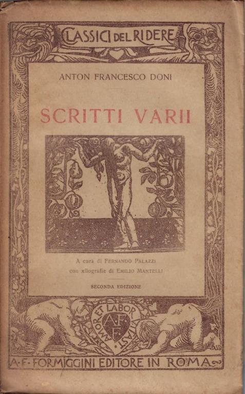Scritti varii - Anton Francesco Doni - copertina